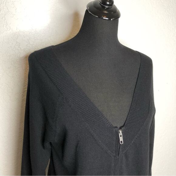 Cabi Switch black v neck full zip front cardigan sweater size Medium #5453 - Picture 6 of 16
